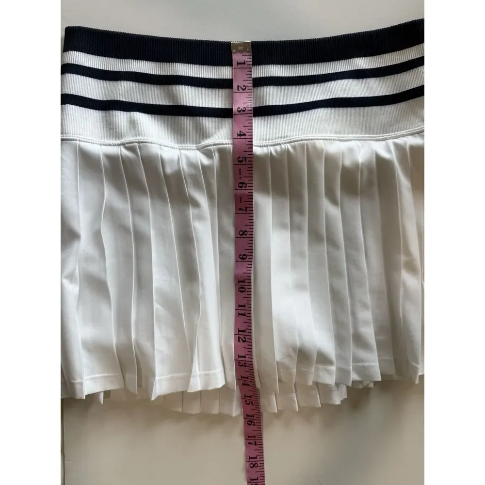 Pleated Skort Tennis Skirt Shorts Pickleball White Navy Nautical Preppy Medium